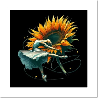 Sunflower Ballet Dancer Fantasy Posters and Art